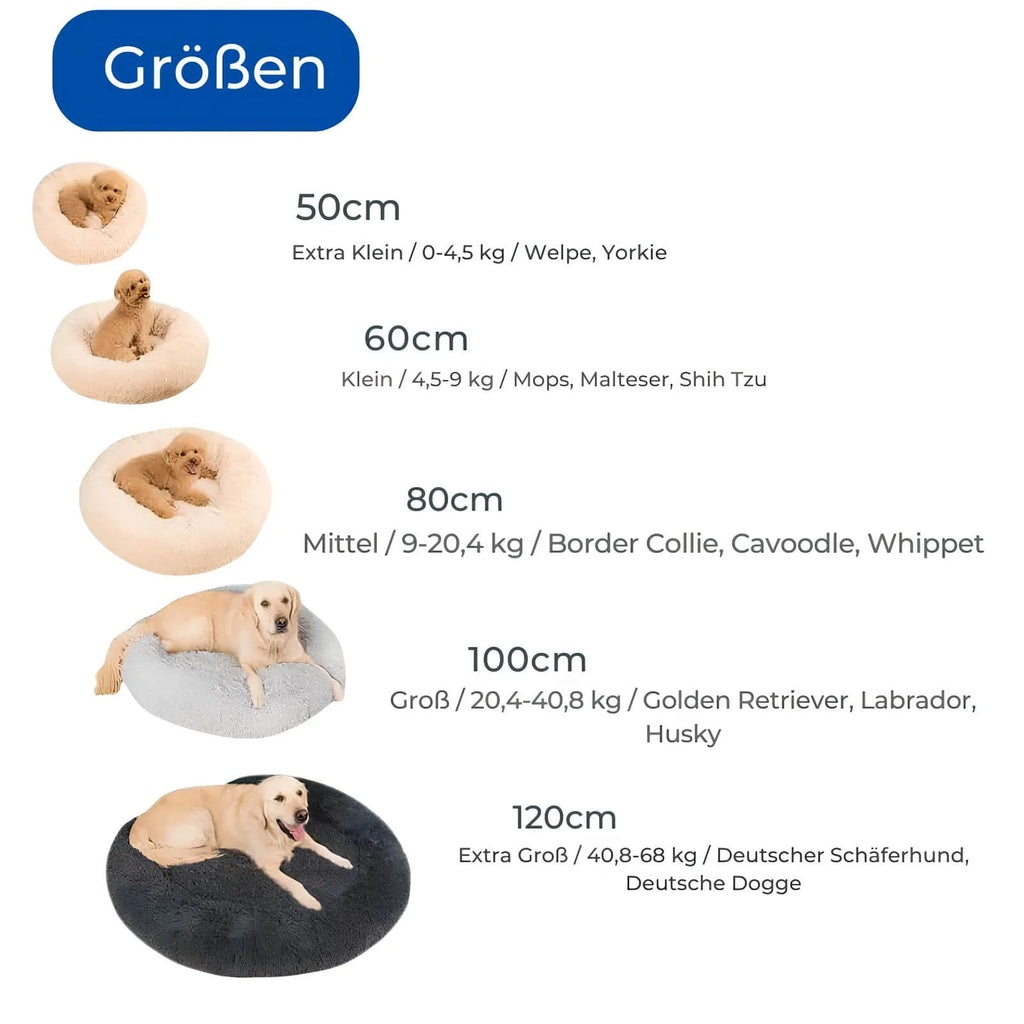 Komfortables, rundes Kuschelbett – Weiches Beruhigungsbett für Hunde