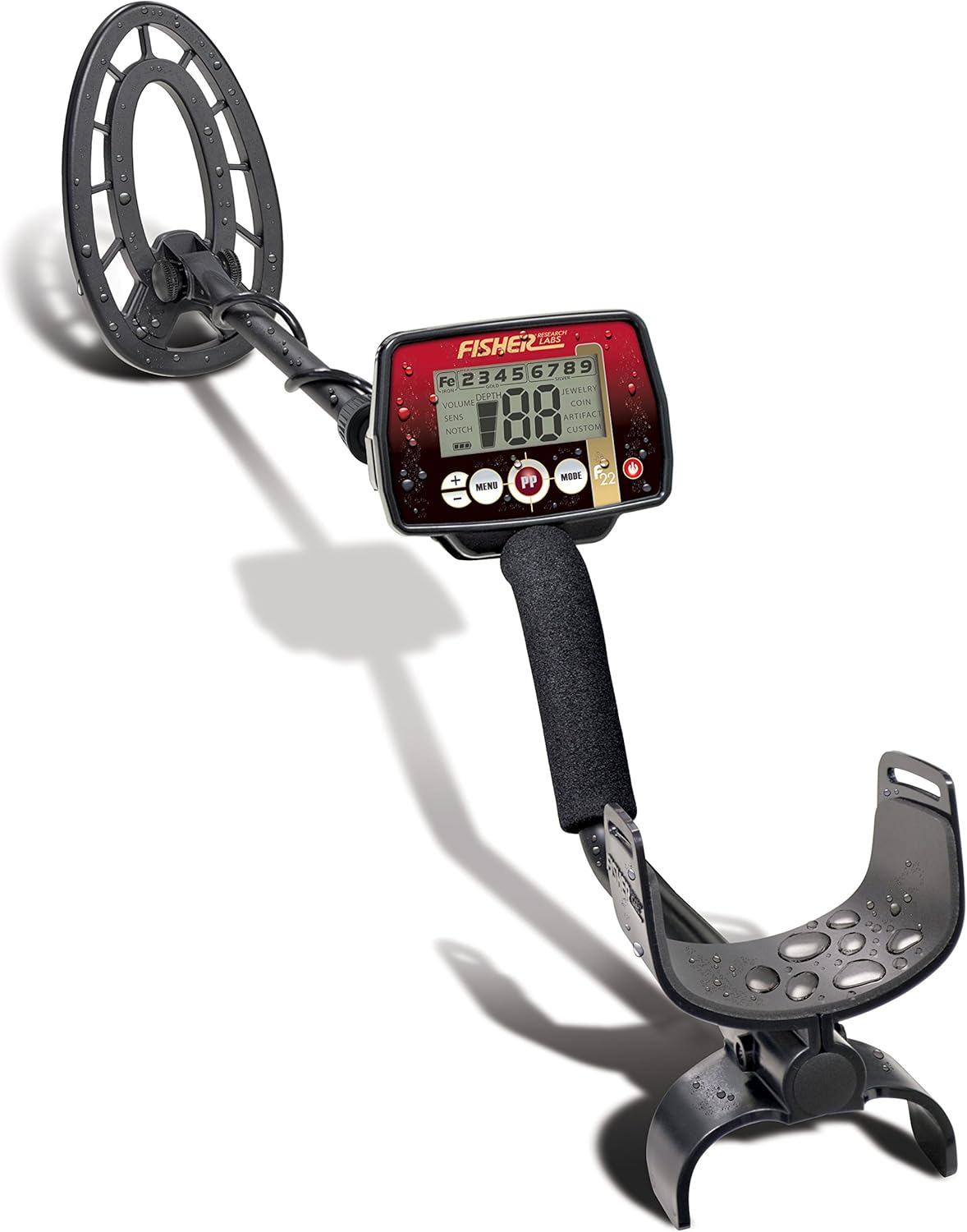 Metal detector per tutte le stagioni Fisher F22 con bobina sommergibile, nero