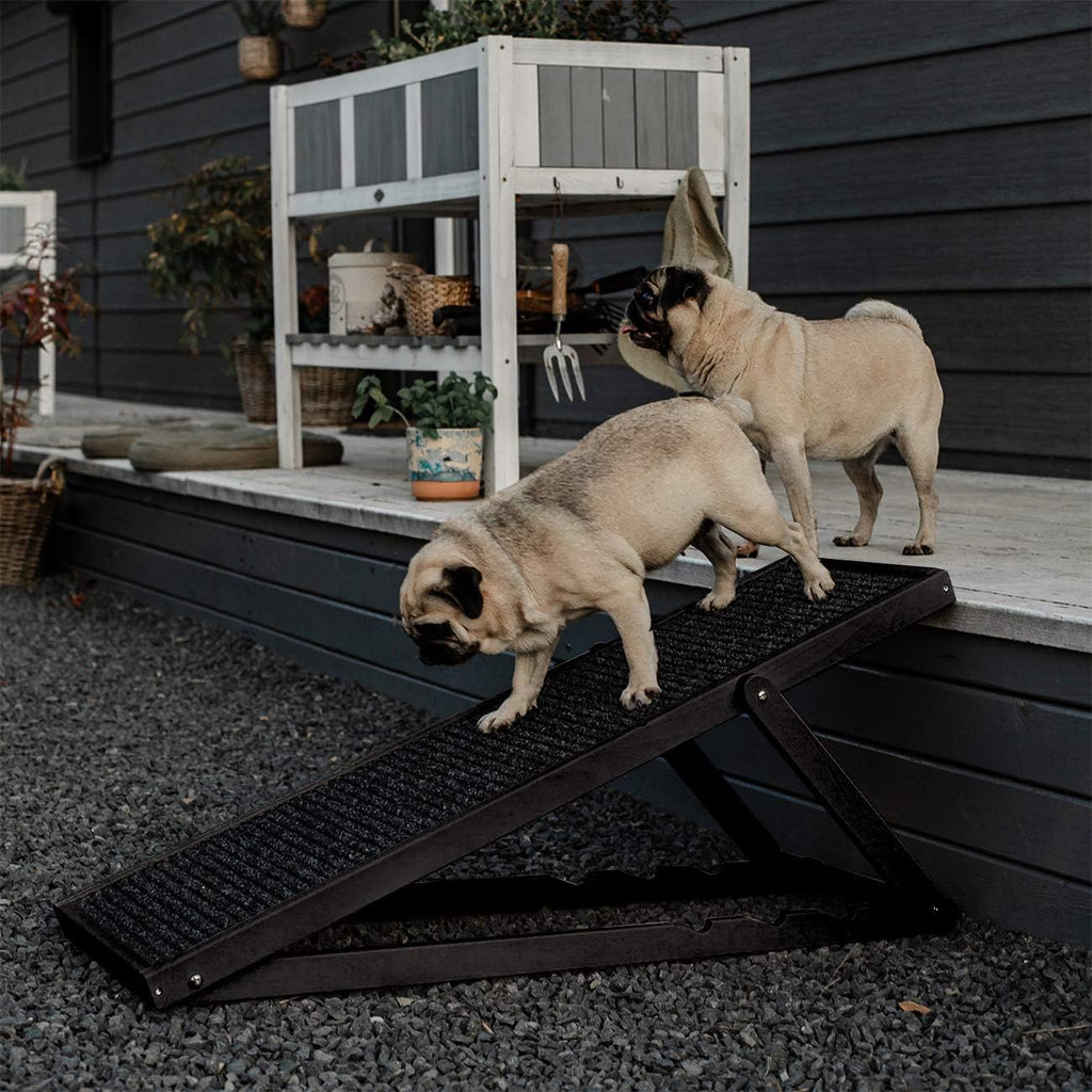 Holtaz Rampa per Cani Rampa per Gatti Scaletta per Cani per Letto o Divano Pieghevole in Legno Petwalk Scala per Cani Rampa di Carico per Animali Domestici con Inserto Antiscivolo Naturale