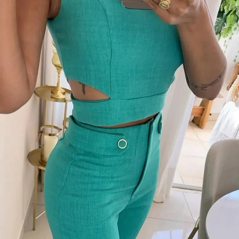 Jasmin - Schickes Cropped Terno Oberteil und Hose für Frauen