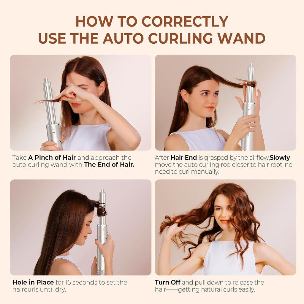 UKLISS 7 in 1 Pro Airstyler & Ionen Föhn [110,000RPM] High-speed Haartrockner Ionen Hair Dryer, mit Heißluft Lockenwickler Thermal Brush Haarglätterbürste Warmluftbürste Föhnbürste, 1200W/Blau
