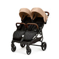 Passeggino gemellare Venus Max - adatto dalla nascita fino a 15 kg (circa 3 anni), passeggino compatto, leggero, pieghevole, inclusi parapioggia e coprigambe (Biscotto)