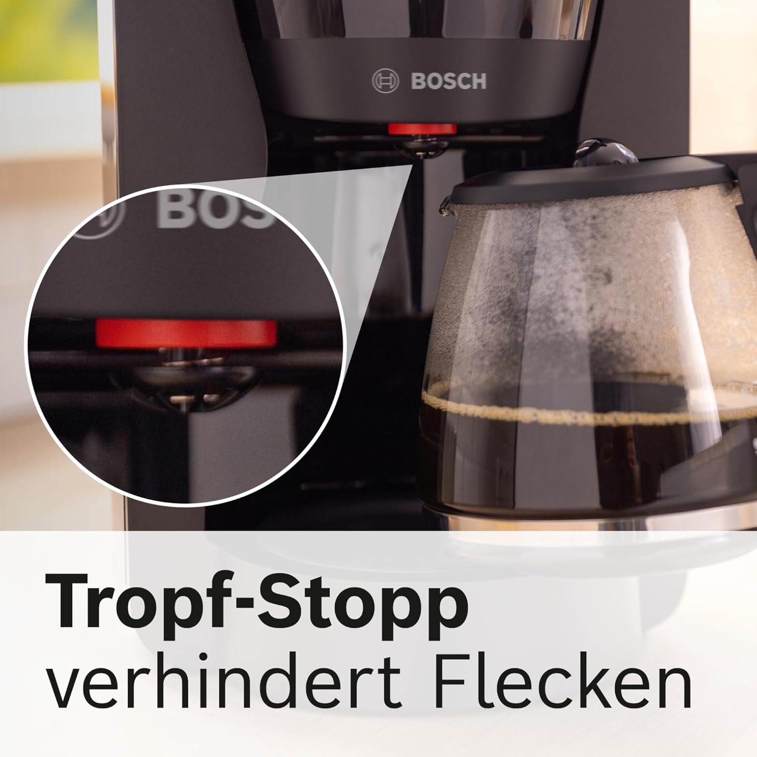 Bosch Filterkaffeemaschine MyMoment TKA3M134, Thermokanne 1 L, für 8-12 Tassen, Tropfstopp, schwenkbarer Filtertrger, Entkalkungsprogramm, abnehmbarer Wassertank, 1200 Watt, Schwarz matt