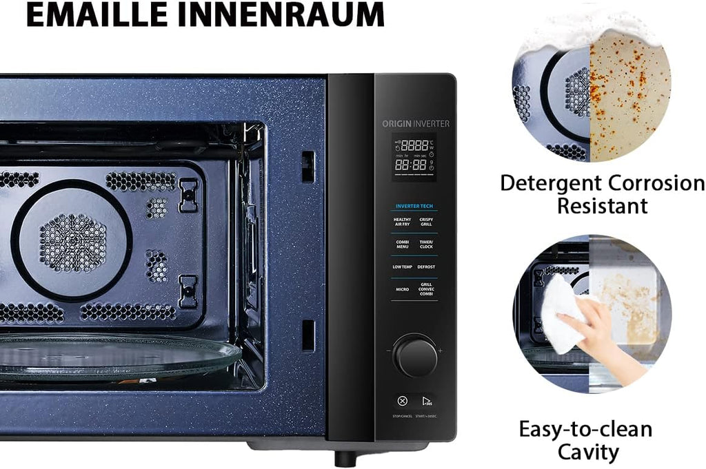Toshiba MV-AM20T(BK) Microonde/Microonde Solo/ 20 L/ 800 W/ 5 Livelli di Potenza/ 12 Programmi Automatici/Interno in Smalto/Facile da Pulire/Funzione Scongelamento/Piatto Girevole in Vetro (24,5 cm)/Nero