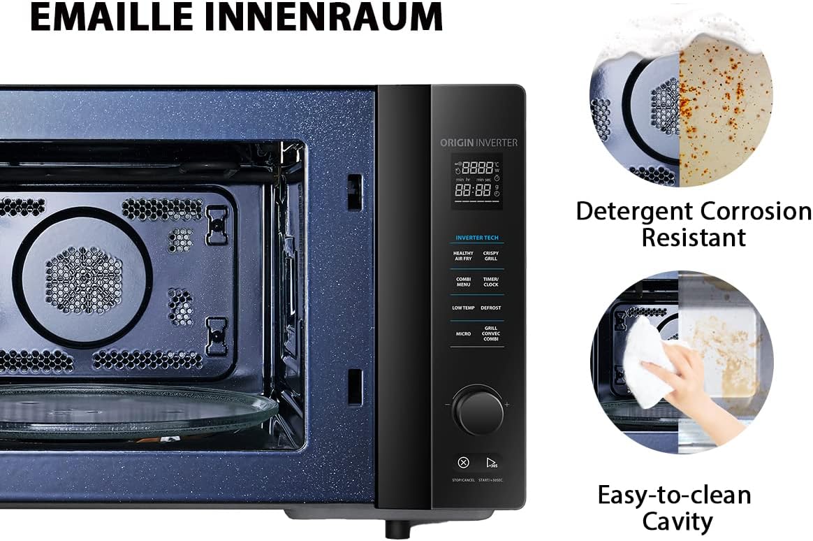 Toshiba MV-AM20T(BK) Microonde/Microonde Solo/ 20 L/ 800 W/ 5 Livelli di Potenza/ 12 Programmi Automatici/Interno in Smalto/Facile da Pulire/Funzione Scongelamento/Piatto Girevole in Vetro (24,5 cm)/Nero