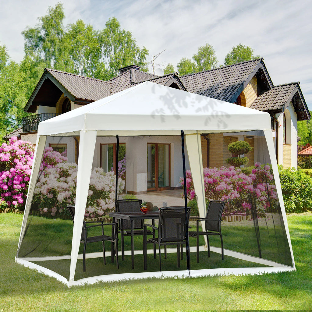 Outsunny Gartenpavillon mit Moskitonetz wasserabweisend cremeweiß