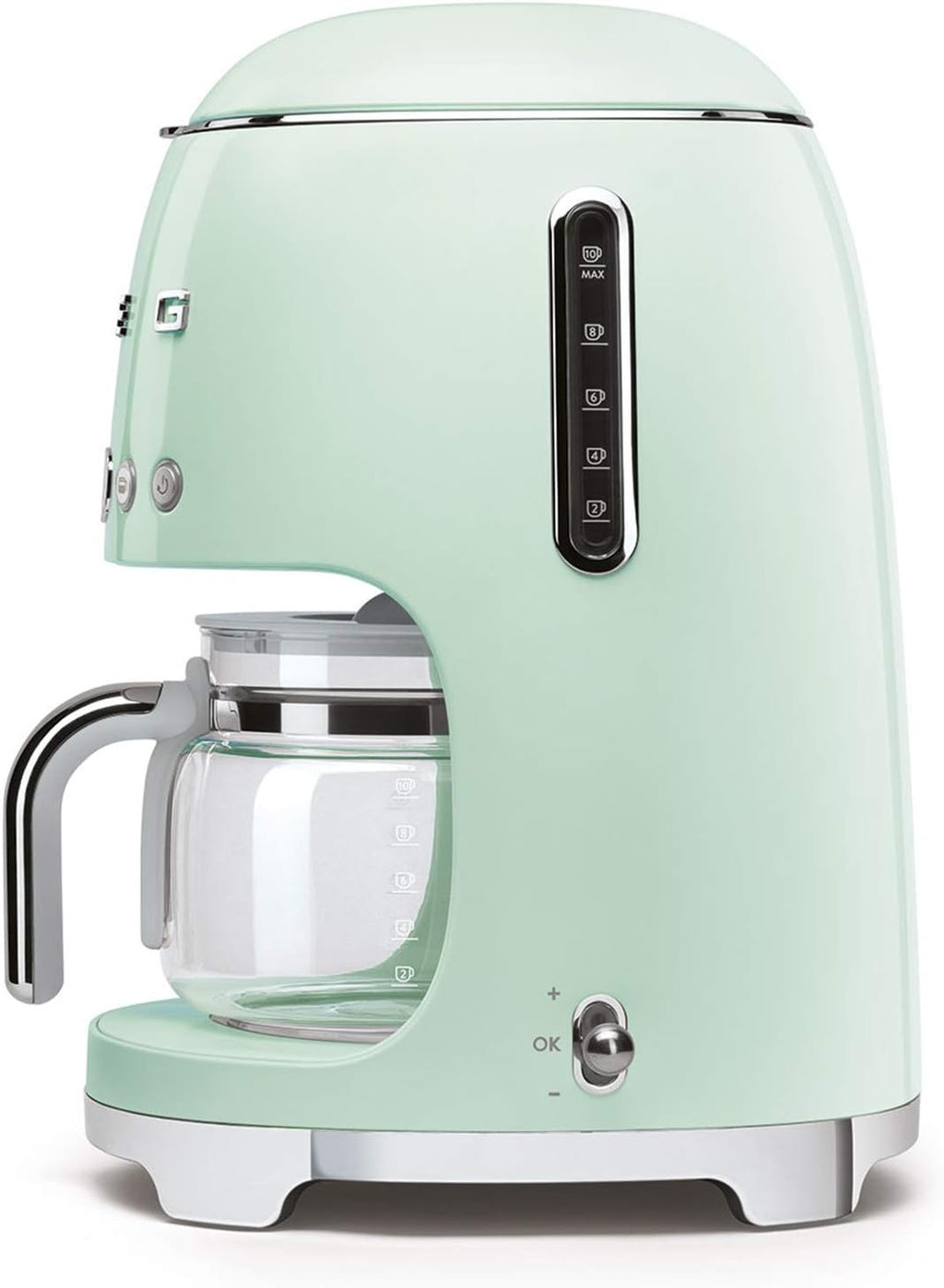 Smeg, DCF02BLMEU, Macchina da caffè con filtro, Funzione aroma e avvio automatico, Caraffa in vetro fino a 12 tazze, 2 livelli di intensità, Funzione di mantenimento del calore, 1050W, Nero opaco