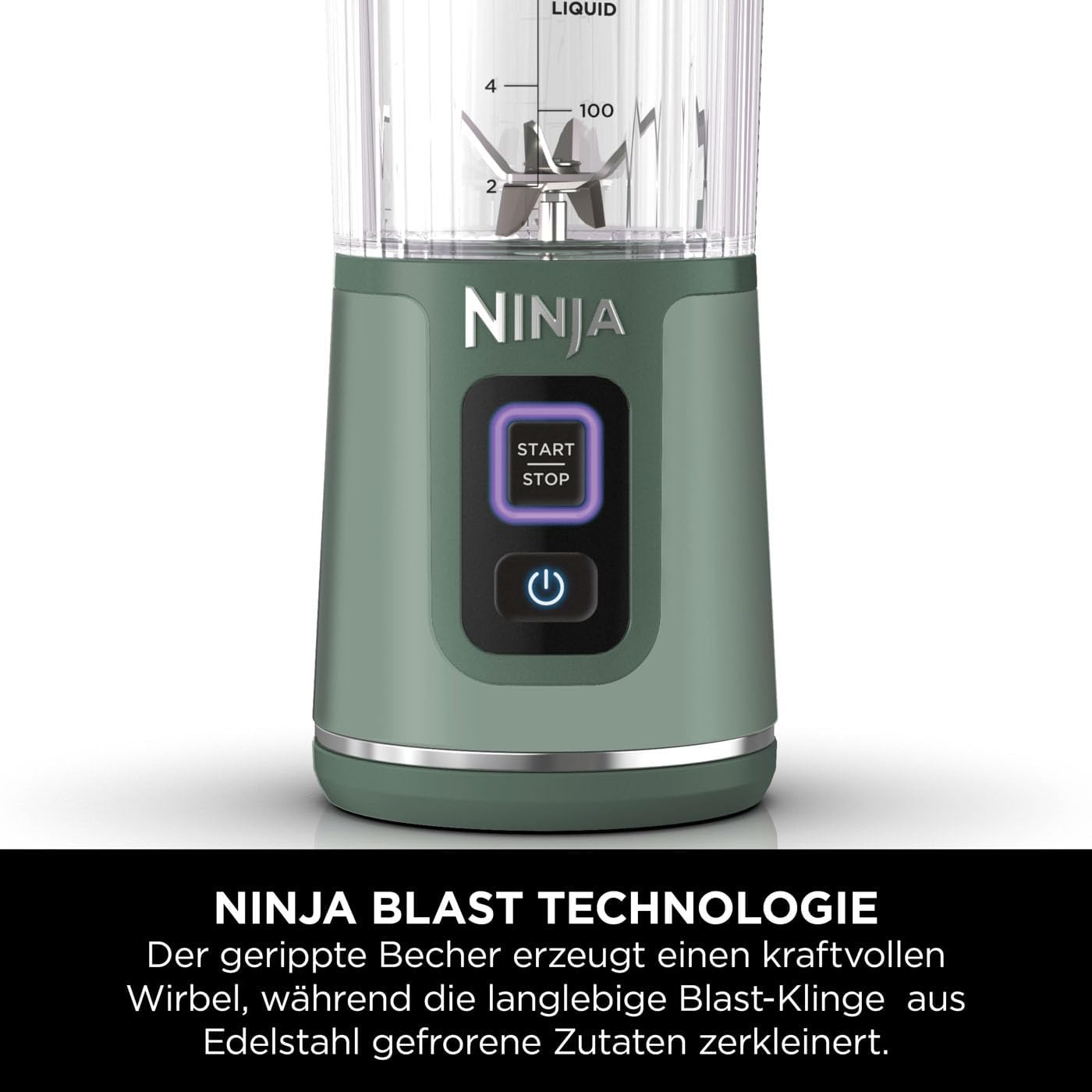 Ninja Blast Frullatore Portatile / Frullatore a Immersione / Frullatore per Smoothie, Tazza da 530 ml, Coperchio a Prova di Perdite, Mini Frullatore Potente, Senza Fili e Ricaricabile, Trita Ghiaccio e Frutta, Nero, BC151EUBK