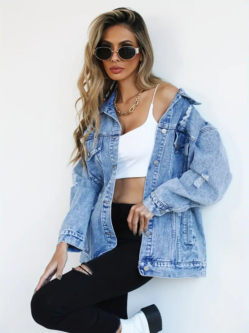 Trendige Jeansjacke in bergre für Frauen