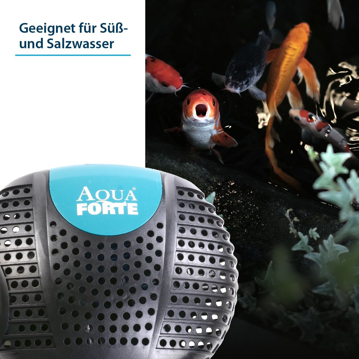 AquaForte O-20000 Plus, 200 Watt, portata max 19 m³/ora, prevalenza max 7 metri, lunghezza cavo 10 metri, per ruscelli, cascate, fontane, filtri, ecc, Nero