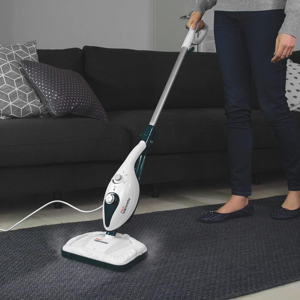 Polti PTEU0292 Vaporetto SV240 Scopa a vapore con pulitore a vapore integrato, uccide ed elimina il 99,9%* di virus, germi e batteri, Bianco/Verde