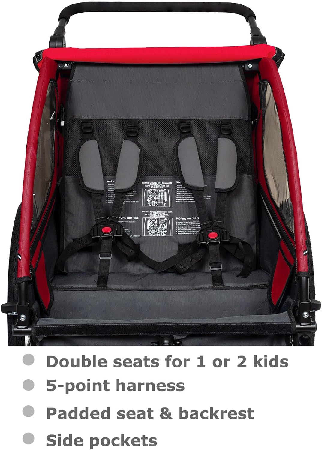Tiggo VS Kinderanhänger 360° Drehbar mit Federung 2in1 Fahrradanhänger mit Buggy Set Jogger 5-Punkt Gurt Fahrrad Anhänger für 1 bis 2 Kinder max. 40kg