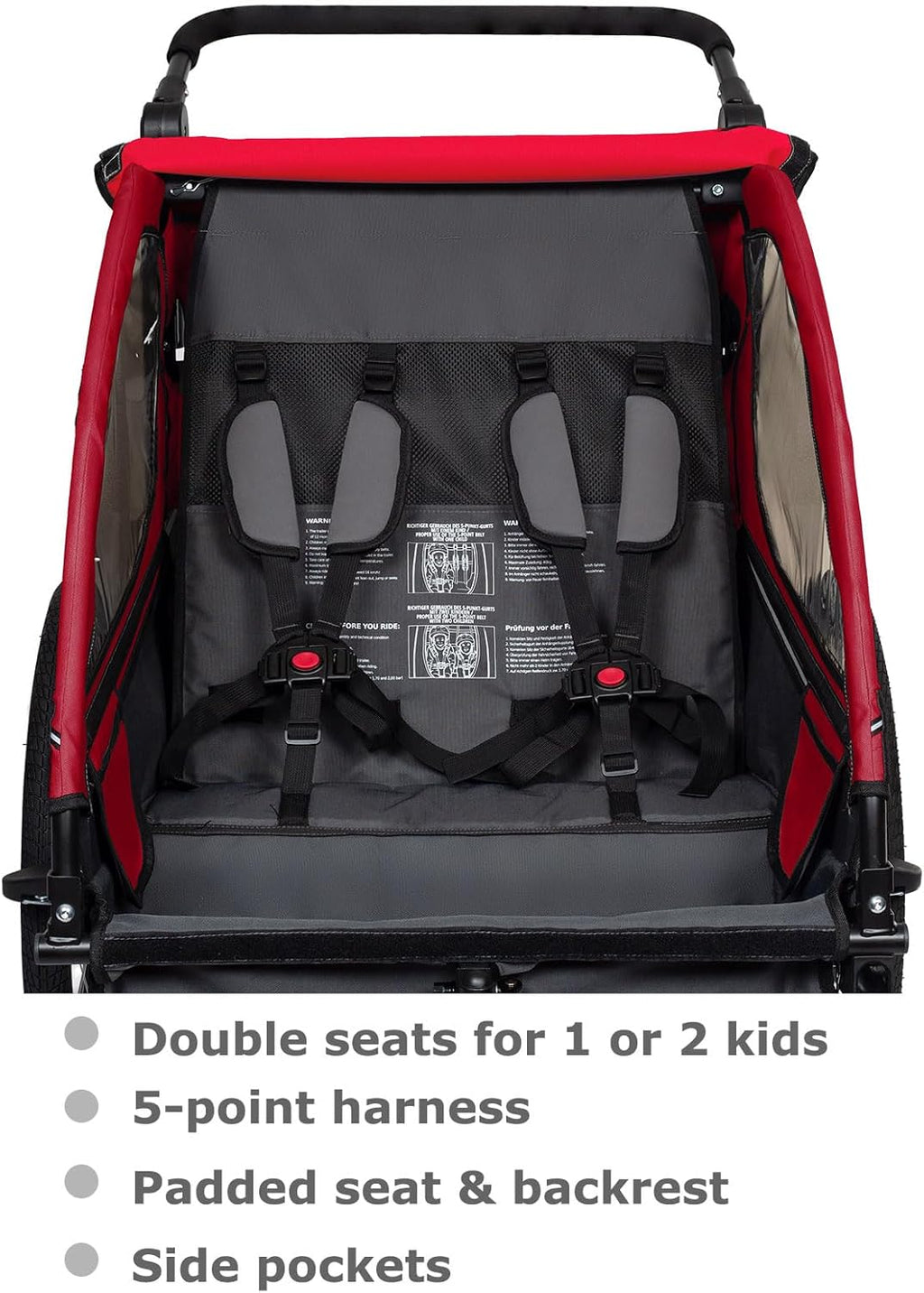 Tiggo VS Kinderanhänger 360° Drehbar mit Federung 2in1 Fahrradanhänger mit Buggy Set Jogger 5-Punkt Gurt Fahrrad Anhänger für 1 bis 2 Kinder max. 40kg