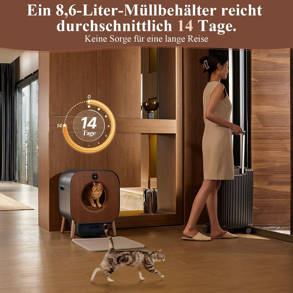 PAWBBY P1 Ultra Lettiera Automatica per Gatti, Auto-Pulente, Certificazione TÜV, Design Anti-Pizzicamento/Deodorante Botanico, Controllo tramite App, Extra Grande per Gatti Multipli