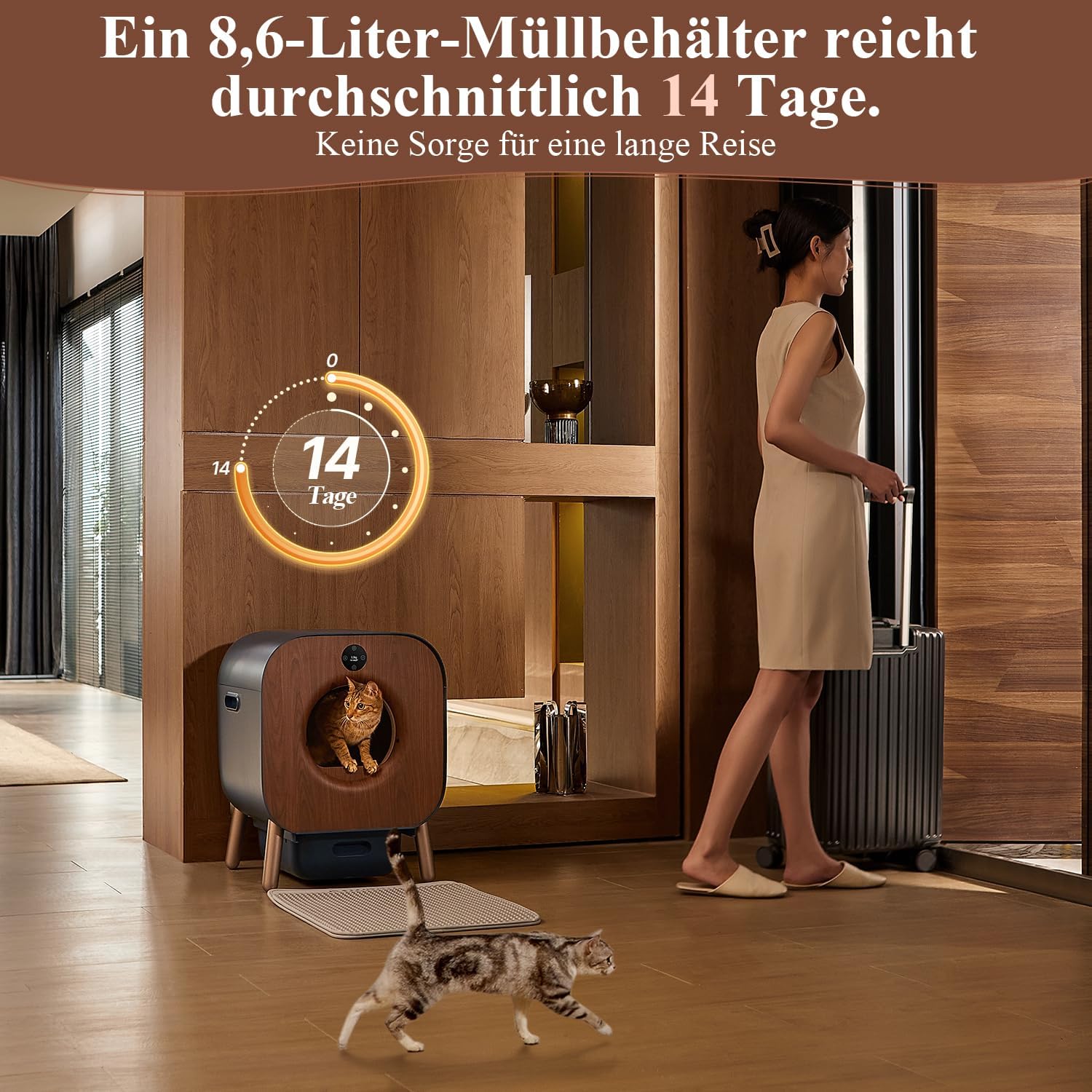 PAWBBY P1 Ultra Lettiera Automatica per Gatti, Auto-Pulente, Certificazione TÜV, Design Anti-Pizzicamento/Deodorante Botanico, Controllo tramite App, Extra Grande per Gatti Multipli