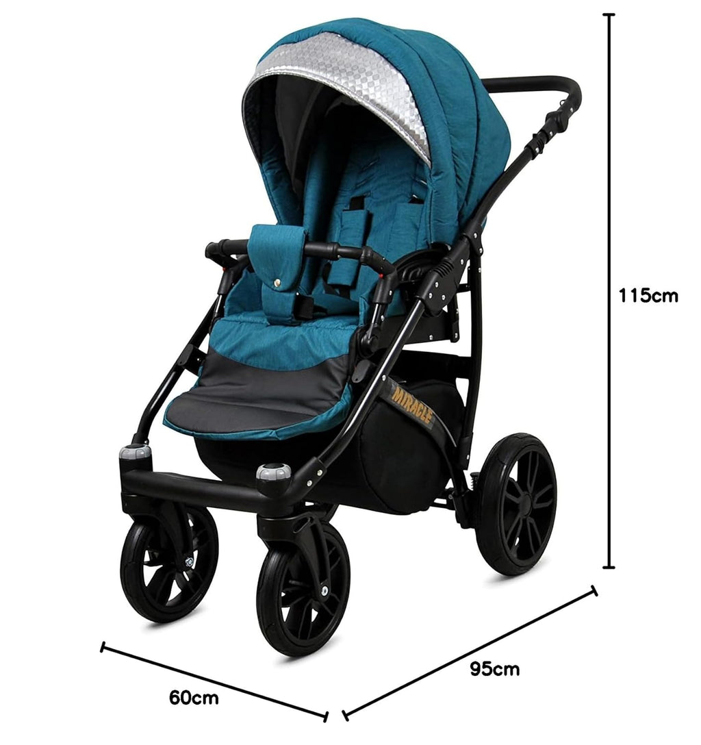 BabyLux® Bambimo Set Passeggino 3 in 1 - Optimal - incl. Navicella, Seduta Passeggino, Seggiolino Auto Ovetto - Seggiolino Auto - Set Passeggino - Passeggino Combinato con Borsa Fasciatoio, Parapioggia ecc.