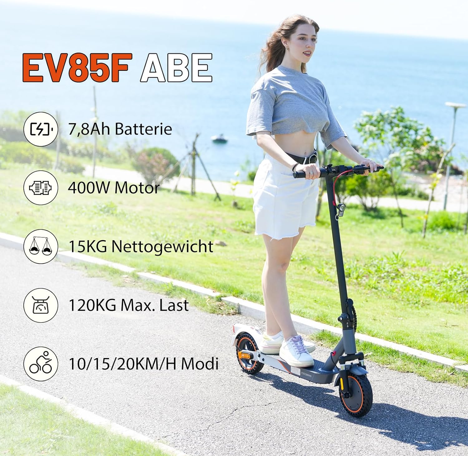 Evercross EV85F ABE Monopattino Elettrico con Motore da 400W