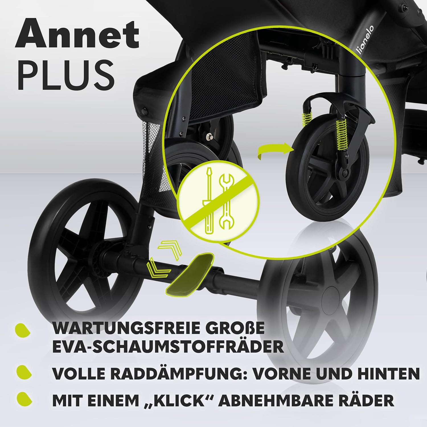 LIONELO Annet Buggy fino a 22 kg con funzione reclinabile, passeggino compatto richiudibile con accessori, ruote in schiuma EVA, zanzariera, coprigambe, portabevande, cestino (Golden Moments, Tour)