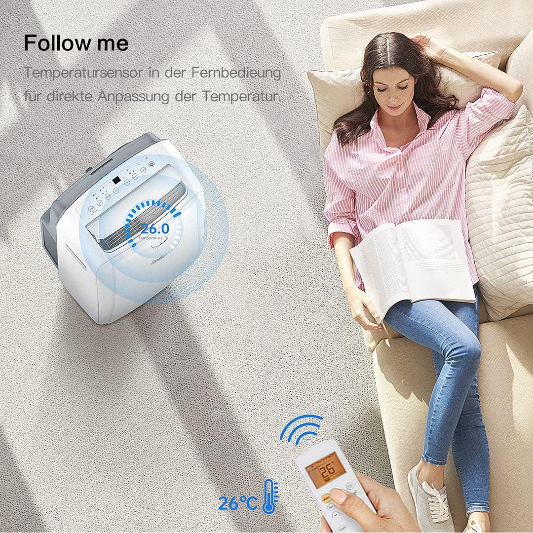 Comfee Condizionatore Portatile Easy Cool 2.0, 7000 BTU 2,0kW, Raffreddamento&Ventilazione&Deumidificazione, Adatto per Ambienti fino a 68m³(25㎡), Controllo tramite APP/Alexa/Google Home/IFTTT, Climatizzatore Portatile con Tubo di Scarico