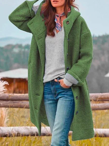 Elegant hooded maxi coat