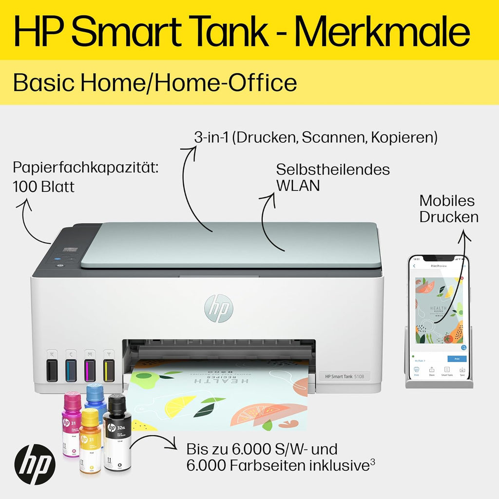 Stampante multifunzione HP Smart Tank 7605 4-in-1 (Wi-Fi; fronte/retro; ADF) – 3 anni di inchiostro incluso, 3 anni di garanzia, serbatoio inchiostro grande, alta autonomia, stampa di alta qualità
