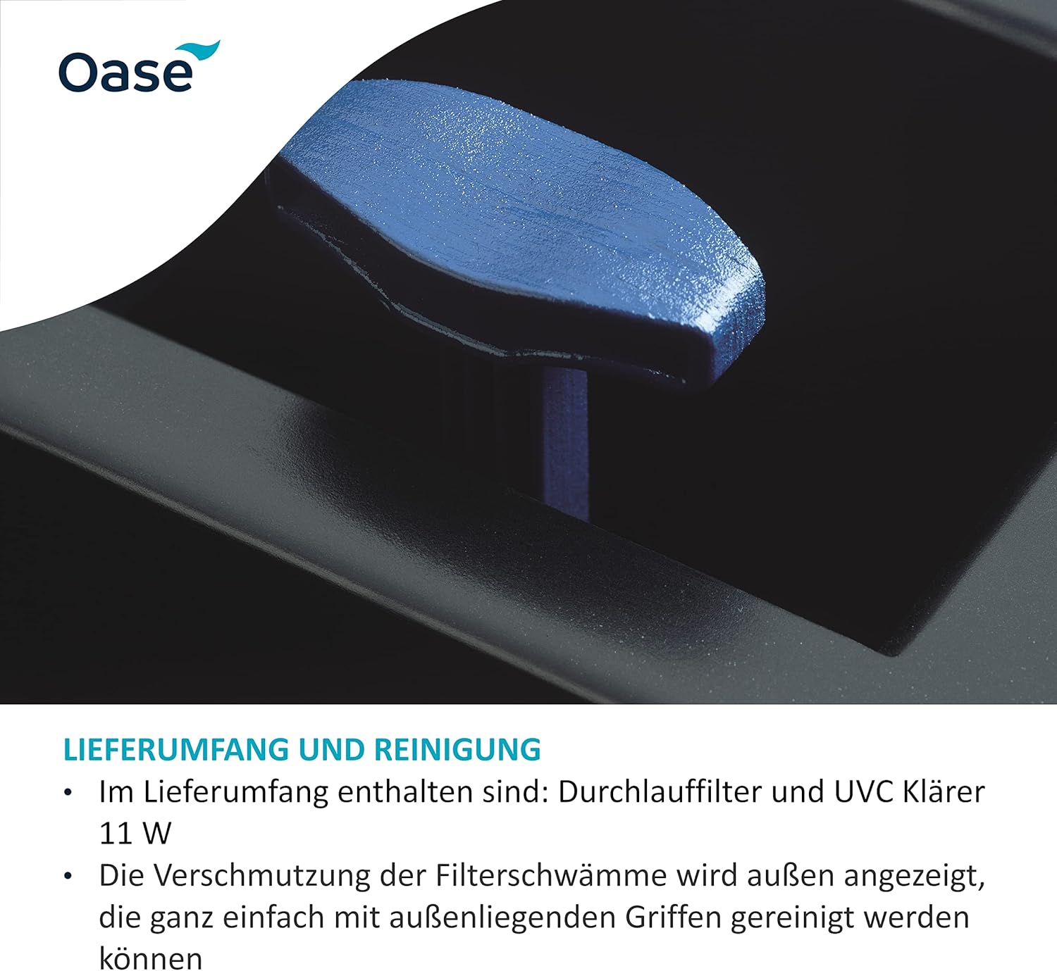 OASE 57377 Filtro a flusso continuo BioSmart UVC 16000 adatto per laghetti fino a 16 m³, sistema di filtraggio, set di filtraggio incl. materiale filtrante e chiarificatore UVC, nero