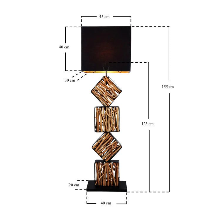 Lampada da terra di design SAWA 155cm lampada in legno di recupero