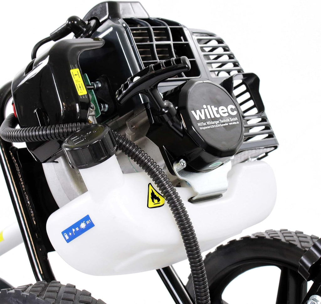 Wiltec 2in1 Benzin Rasentrimmer 1,76PS 1,3kW, Rasenschneider mit Motorsense und Freischneider, Rasenkantenschneider mit 225 mm Schnittlänge