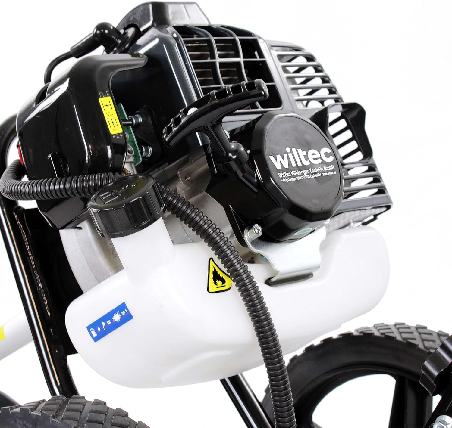 Wiltec 2in1 Benzin Rasentrimmer 1,76PS 1,3kW, Rasenschneider mit Motorsense und Freischneider, Rasenkantenschneider mit 225 mm Schnittlänge
