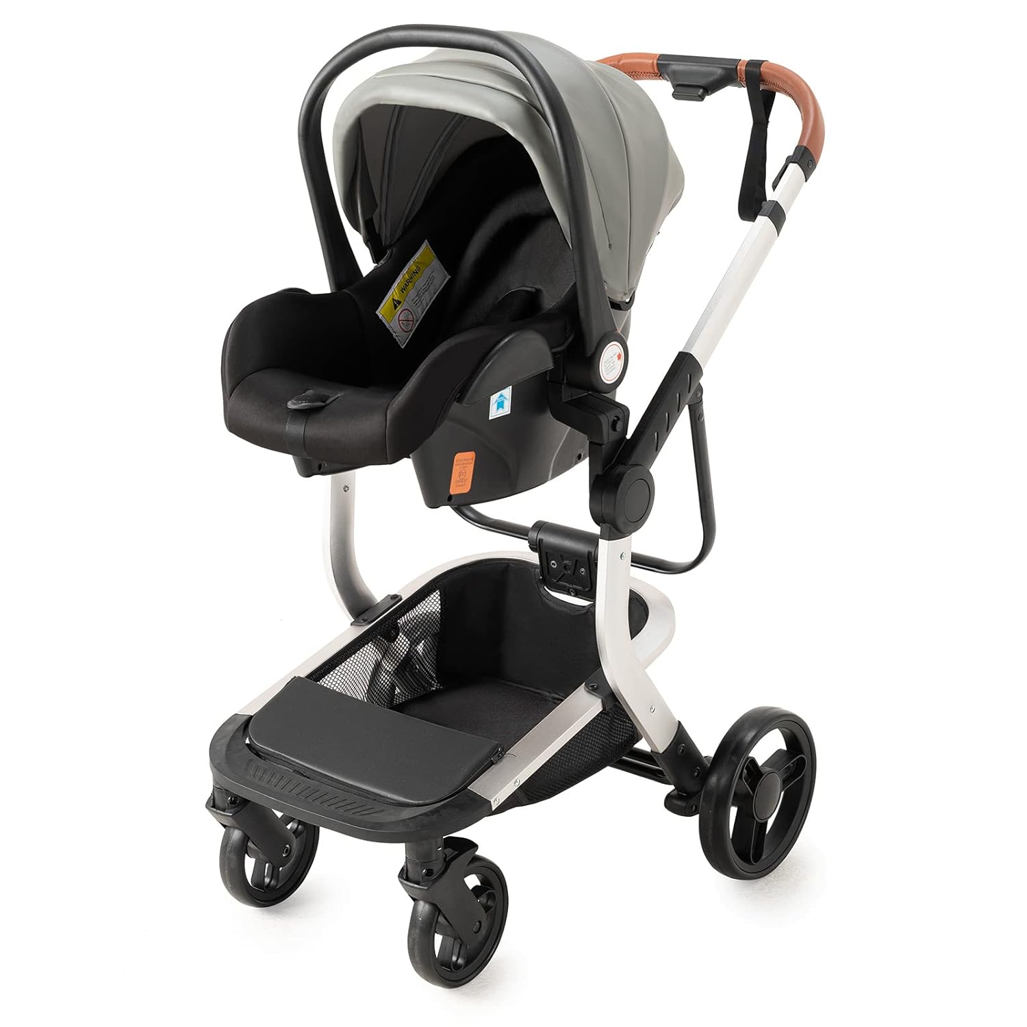 Sianldcone Passeggino 3 in 1, Set Passeggino con Tessuti di Alta Qualità, Sistemi di Viaggio con Spinta Reversibile, Passeggino Combinato a Vista Aperta Set Completo 3 in 1 (V9 Cachi)