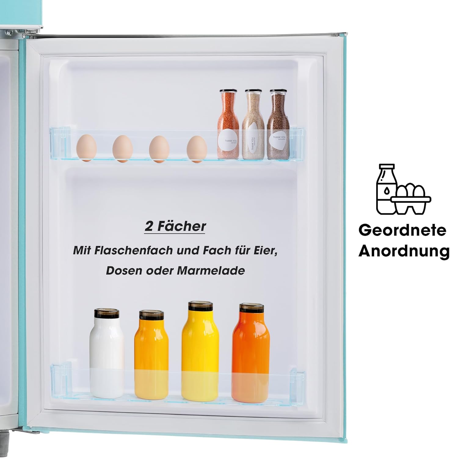 Merax Frigorifero con Congelatore, Frigorifero Combinato, Piccolo Frigorifero con 51L e Congelatore 21L, Silenzioso, LED, Ripiani in Vetro, Cassetto Verdura, Balconcini, per Cucina, Soggiorno, Ufficio, Nero