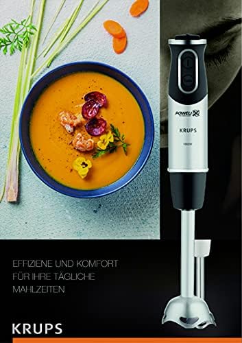 Krups Perfect Mix Stabmixer HZ6568 | Blender | 1000 Watt | Edelstahlfu | 4 extra scharfe Messer | Powelix Technologie | Schneebesen | 500 ml Zerkleinerer | 800 ml Messbecher | Schwarz/Silber