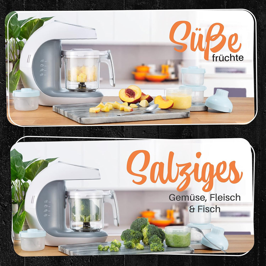 Sweety Fox - Multifunktions Babynahrungszubereiter 7-in-1 - Dampfgarer, Mixer, Pulse, Automatische Reinigungsfunktion, Sterilisiert, Glschenwrmer, Auftaufunktion