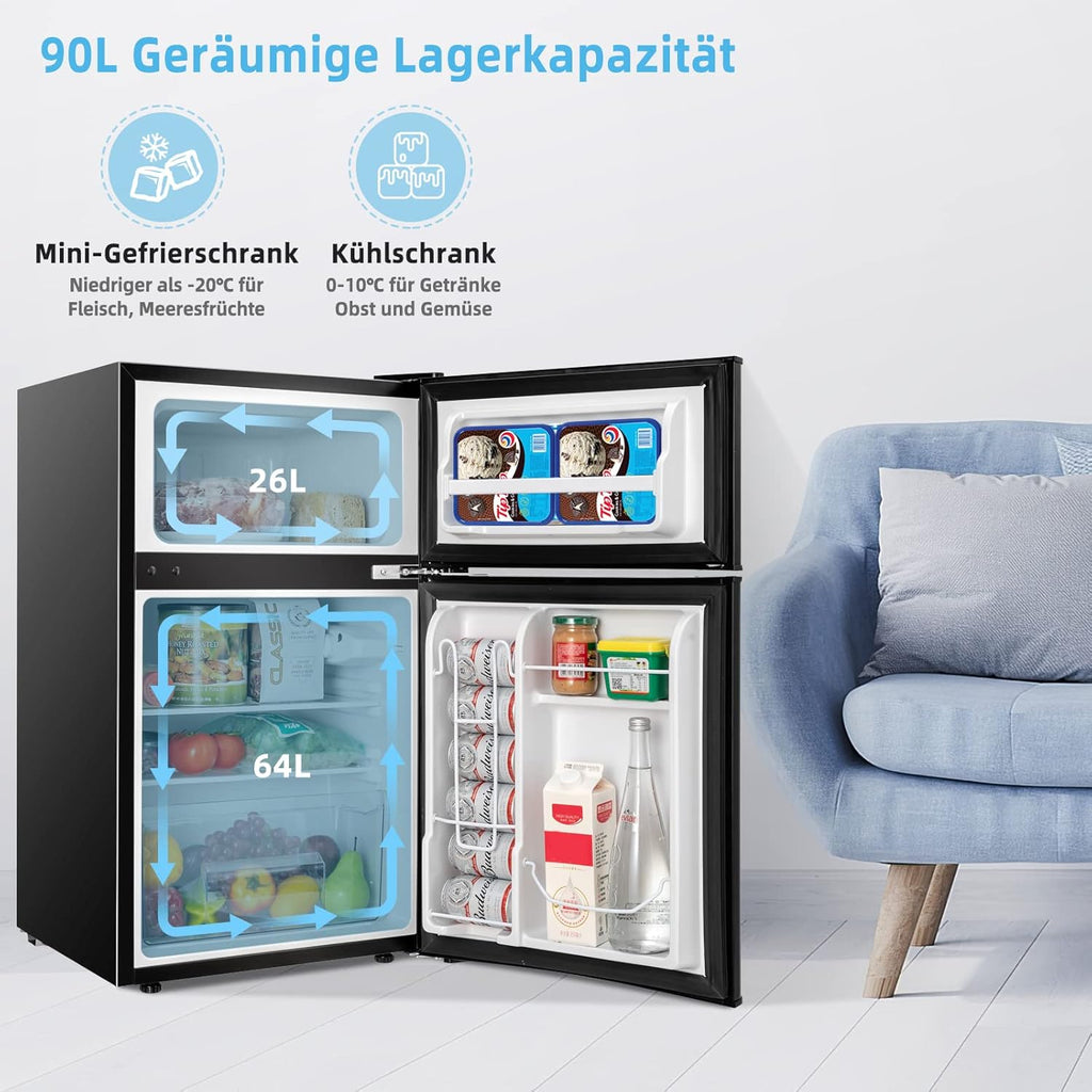 COSTWAY Frigorifero 90L con Congelatore 27L Combinato Frigo-Congelatore Verticale Congelatore Mini Frigo (bianco)