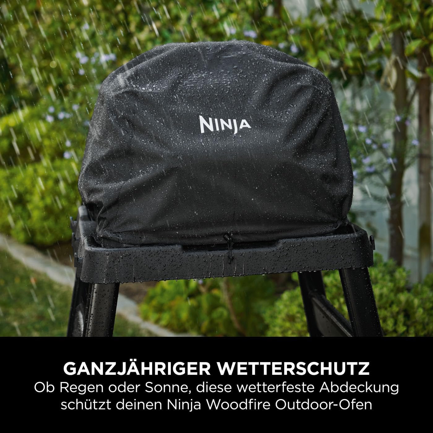 Ninja Woodfire verstellbarer Ständer und Beistelltisch, Außenofen- und Grillständer, robuster Outdoor-Kochtisch und Pizzaofenständer, Schwarz 4718J800EUUK
