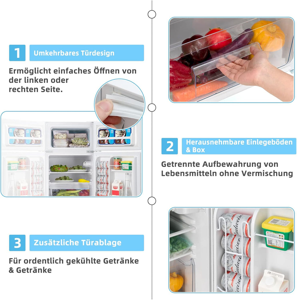 COSTWAY Frigorifero 90L con Congelatore 27L Combinato Frigo-Congelatore Verticale Congelatore Mini Frigo (bianco)