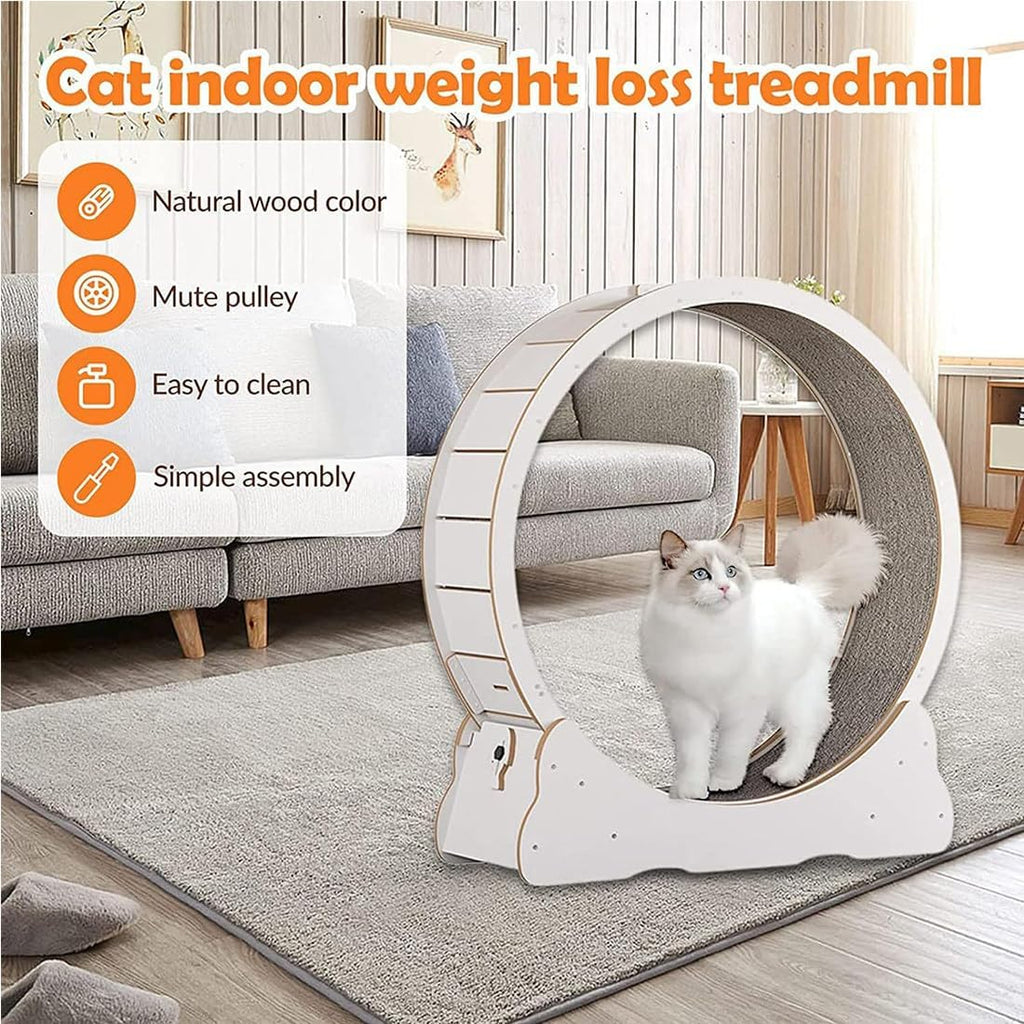 Ruota da corsa per gatti di grandi dimensioni per gatti da interno, tapis roulant graffiante con colore del legno naturale, ruota da corsa, tiragraffi in cartone per l'intrattenimento del gatto, rosa-S