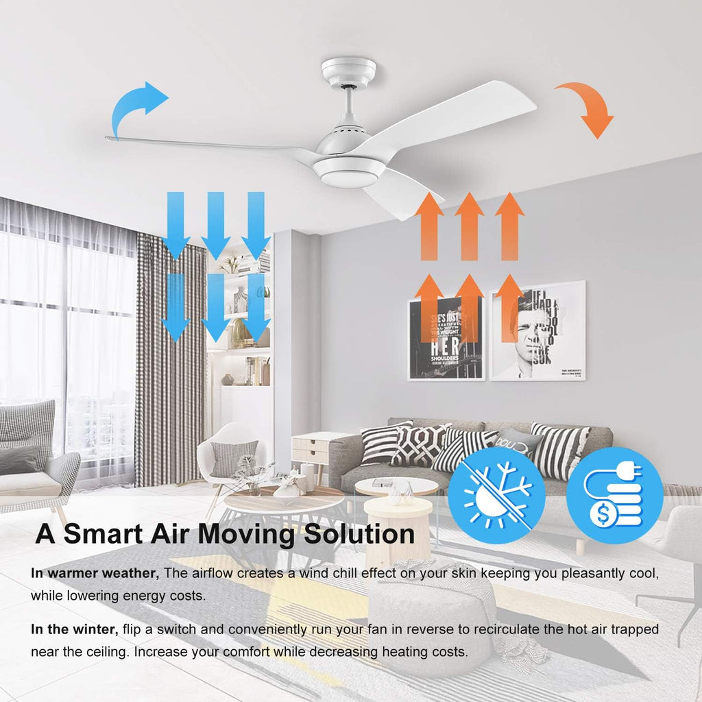 reiga Ventilatore da soffitto WiFi 132 CM con illuminazione a LED dimmerabile e telecomando, 3 temperature di colore, motore DC 6 velocità, compatibile con l'App Alexa Google Home, legno e marrone