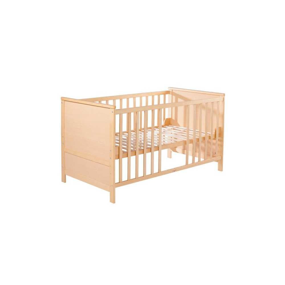 roba Lettino combinato 70 x 140 - Lettino con sbarre regolabile in 3 altezze - 3 pioli rimovibili - Lettino trasformabile in letto junior - Legno color tortora