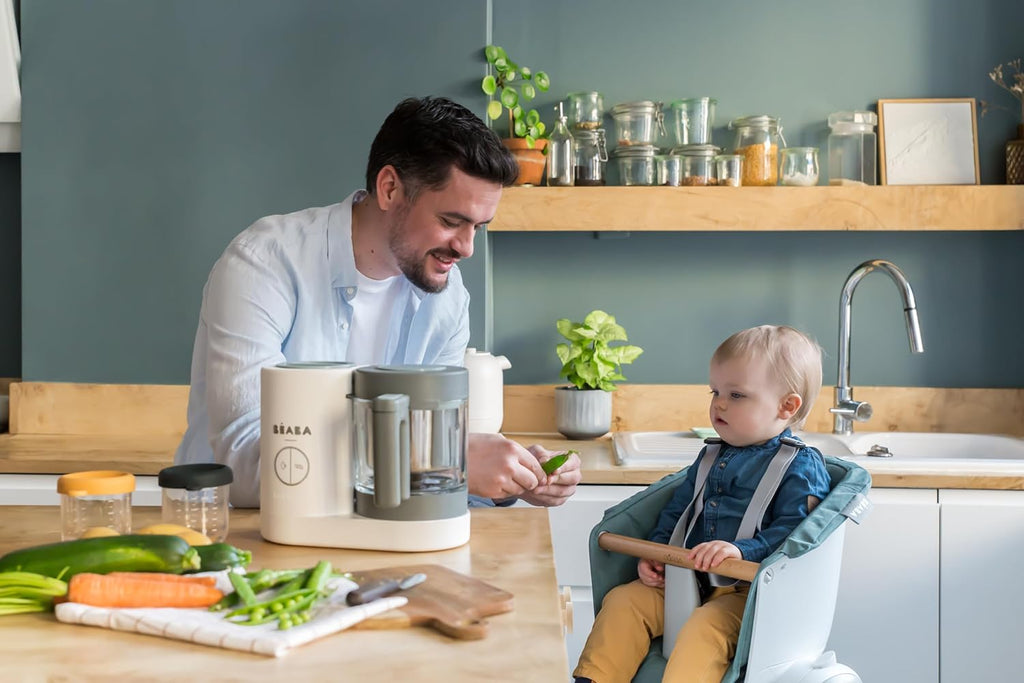 Béaba - Babycook Neo - 6 in 1 Babynahrungszubereiter - Schonender Dampfgarer - Glaskrug und Garkorb aus Edelstahl - Mineralgrau