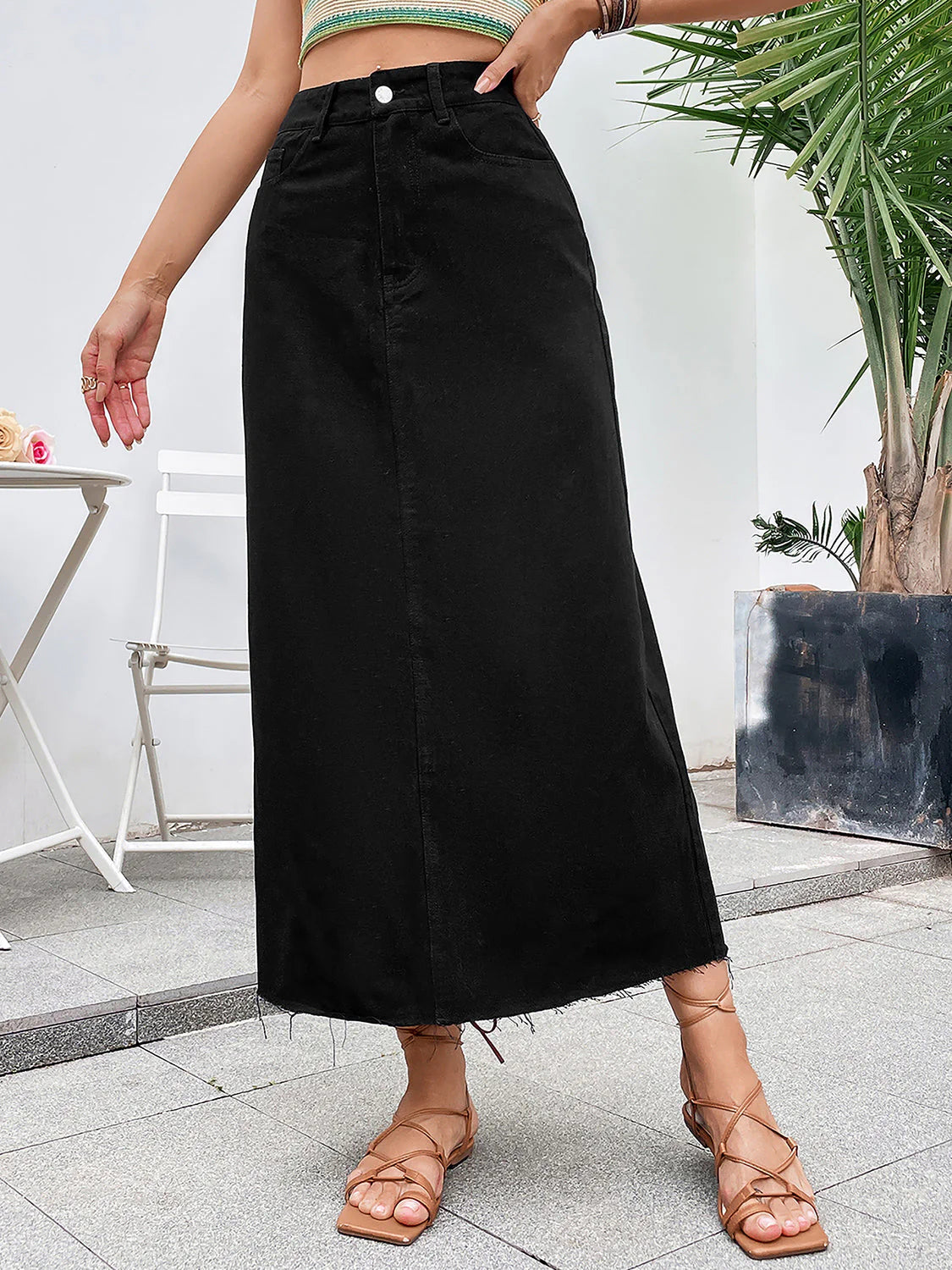 Kaitlyn - Elegante gonna lunga in denim