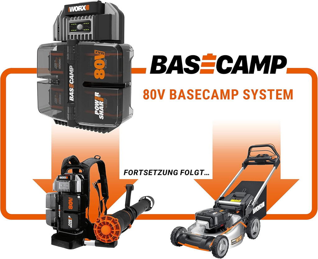 WORX NITRO 40V Profi Akku-Laubbläser WG585E.9 - starker bürstenloser Motor - 3 Geschwindigkeiten & 2 Modus - 266km/h Luftgeschwindigkeit - 1053m³/h Luftmenge - leicht & kompakt - ohne Akku & Ladegerät