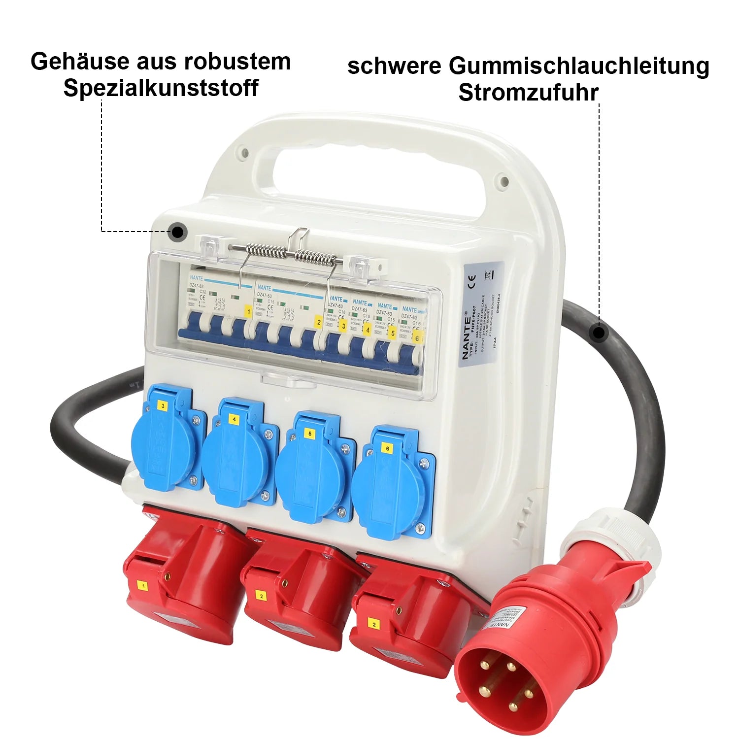 Sonnewelt Stromverteiler 2 x CEE 16A 400V+1 x CEE 32A 400V+4 x 230V 5 Polig