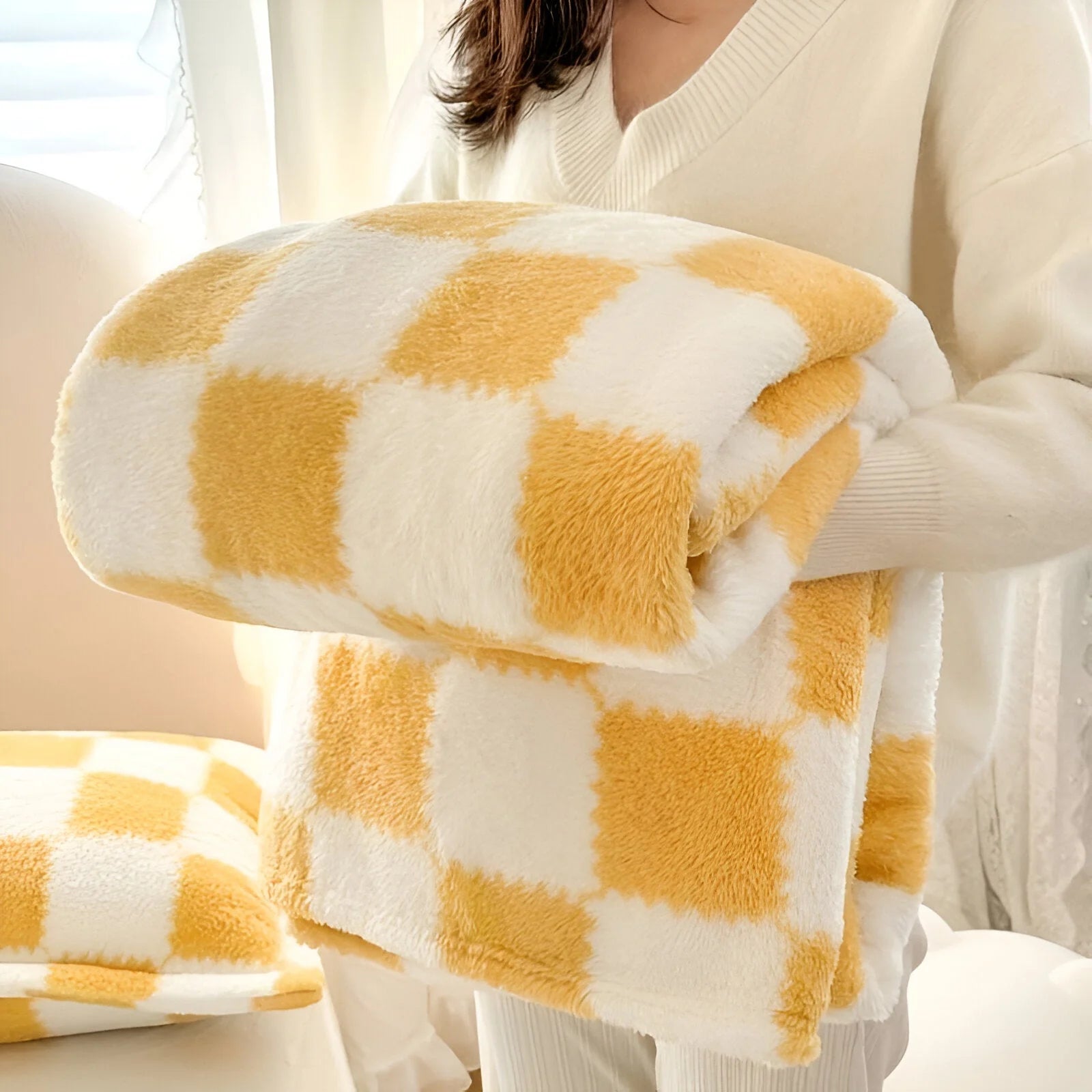 SnugFuz Kuscheldecke – Weiche, bunte Fleece-Decke mit niedlichem Karomuster