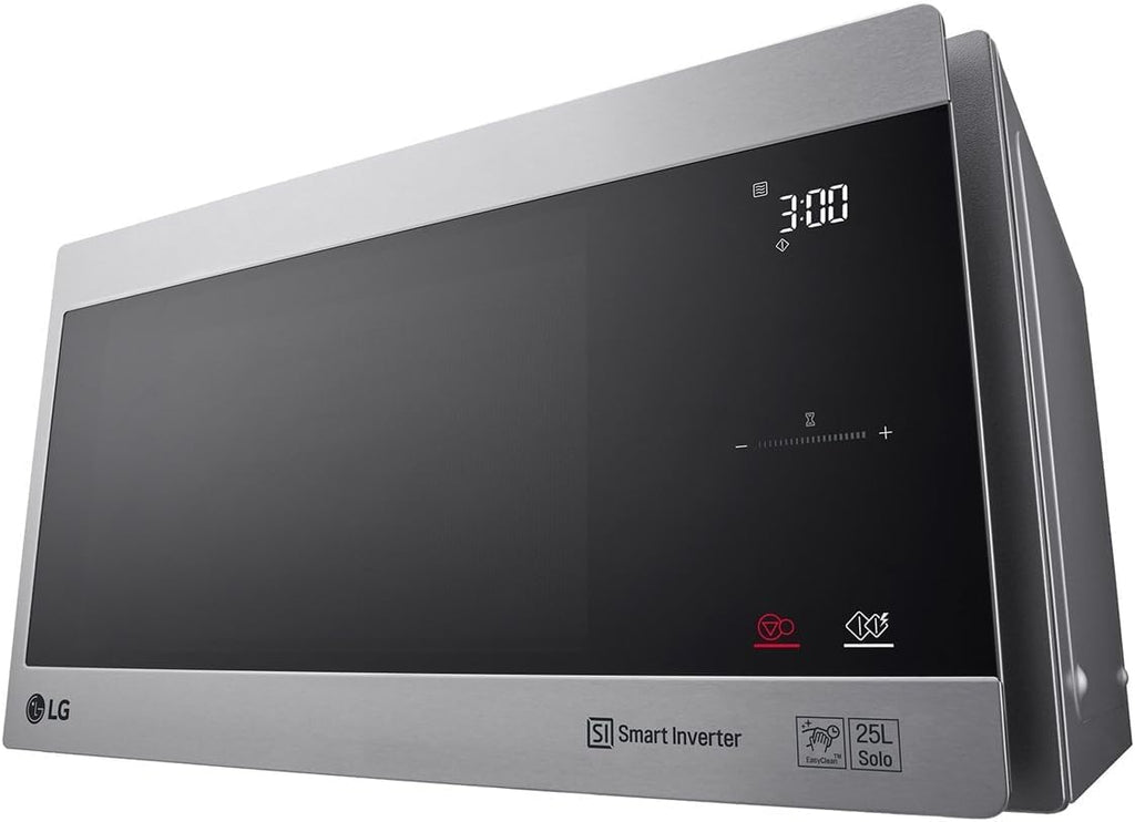 LG MS2595CIS Forno a microonde con tecnologia Smart Inverter, capacità 25 litri, 1000 W, programmi automatici, livelli di potenza regolabili e funzione EasyClean, argento