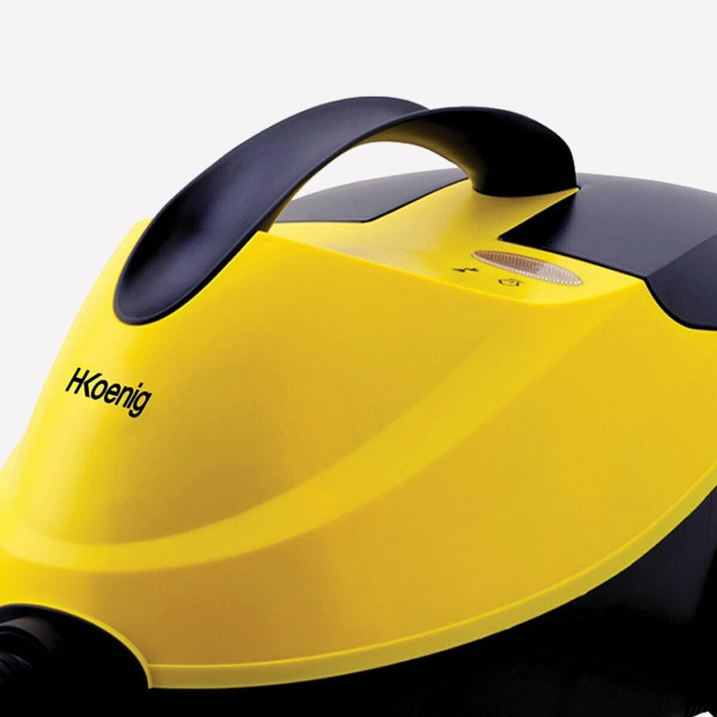 H.Koenig Dampfreiniger NV6200 / 4 bar / Autonomie 45 min / bereit in 8 min / leistungsstark 2000W / kompakt / Multifunktion Haus Büro Mbel Auto / 10 Zubehrteile inklusiv, Gelb/Schwarz