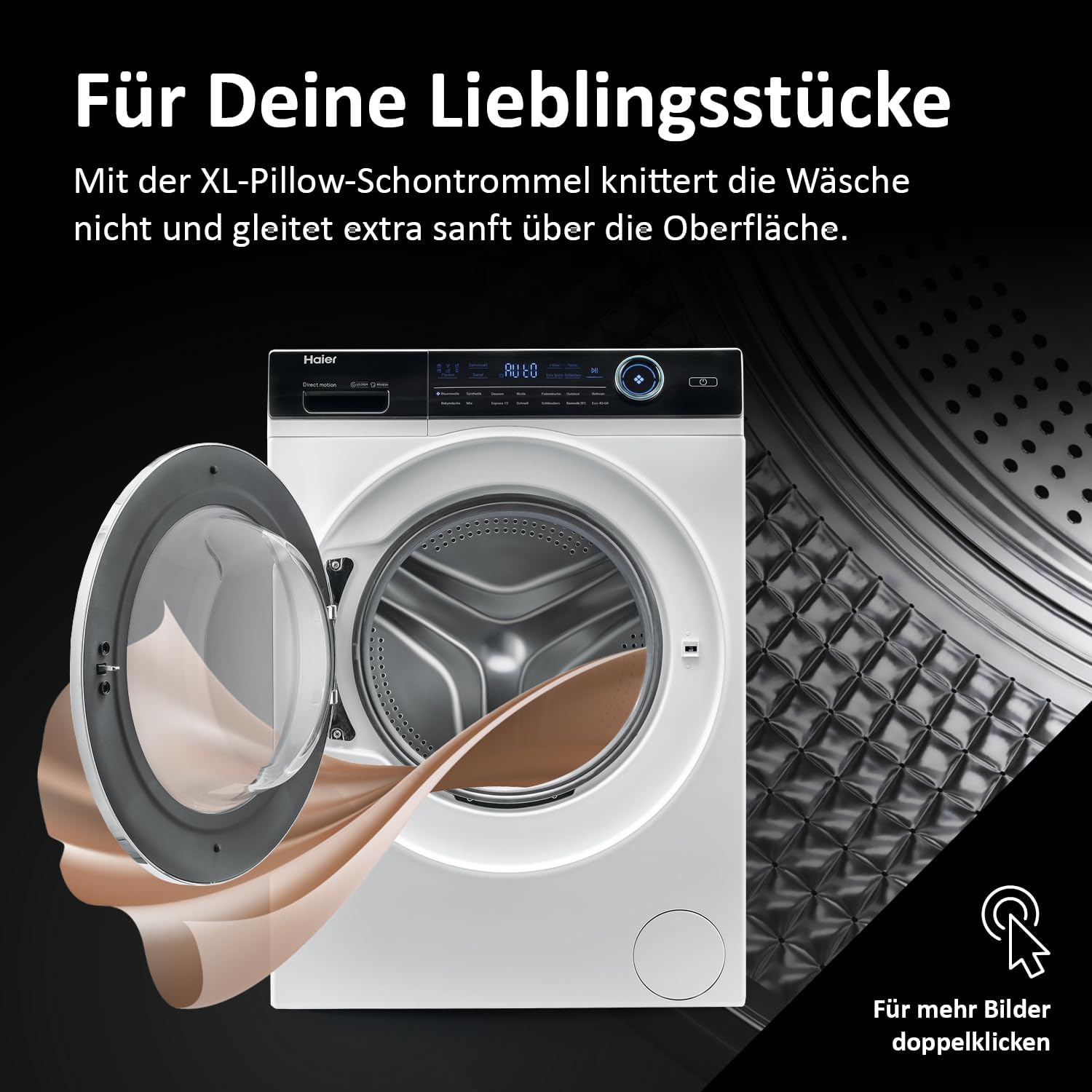 Haier I-PRO SERIE 7 HW80-B14979 Waschmaschine / 8 kg / A - beste Effizienz / Direct Motion Motor - absolut leise / XL-Trommel / Refresh-Dampfprogramm / Vollwasserschutz / ABT