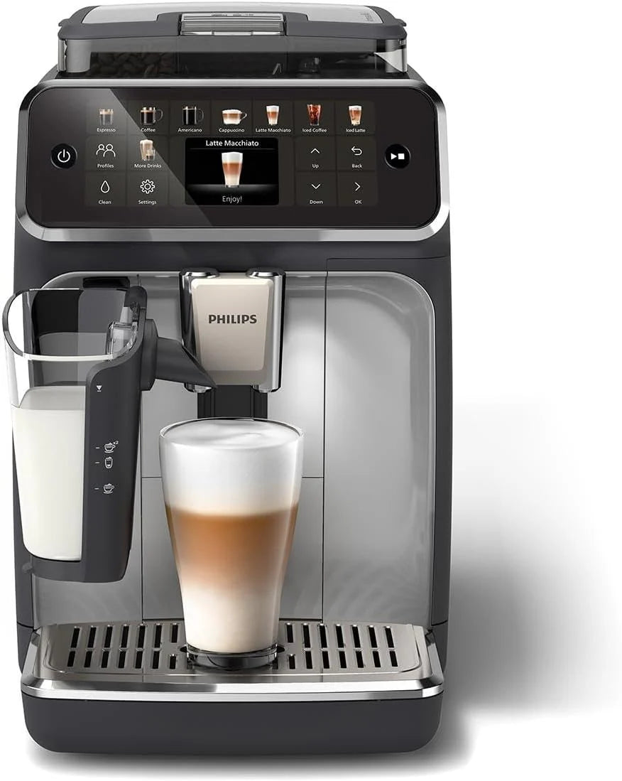 Philips Serie 5500 Macchina da Caffè Automatica – Sistema Lattiera LatteGo, 20 Bevande Calde e Fredde, 40% più Silenziosa con SilentBrew, QuickStart, Grigio (EP5544/50)