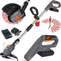 MASKO Decespugliatore a batteria con batteria al litio da 20 V, batteria da 2,0 Ah e caricabatterie, larghezza di taglio 26 cm, angolo di taglio 180°, manico telescopico e impugnatura aggiuntiva, incl. 20 lame in plastica, grigio