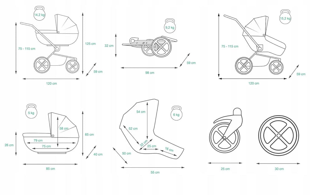 BabyLux Largo 2-in-1 Baby Kinderwagen Tief und Kinderwagen mit Zubehör Verstellbar und faltbar Aluminiumkonstruktion Wasserdicht Nicht abnehmbare Räder Brown Cream White Frame